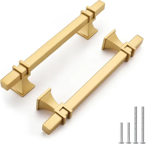 Miniatura 29 de Haliwu Paquete de 5 tiradores de gabinete con barra en T negra y dorada de 3 pulgadas, tiradores de puerta para armarios de cocina, manijas de zinc