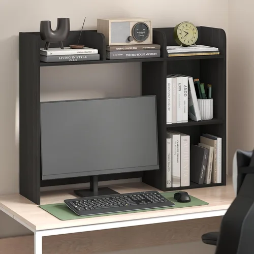 Miniatura 12 de Furinno Estante de escritorio clásico, gabinete de escritorio de 5 estantes, estante para libros, organizador de escritorio de 3 niveles