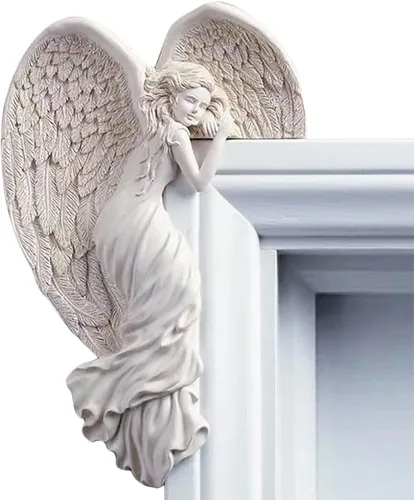 Miniatura 11 de Marco de puerta de ángel, estatua en forma de corazón, escultura de alas en tu esquina, izquierda o derecha, figura de ángel de resina, decoración