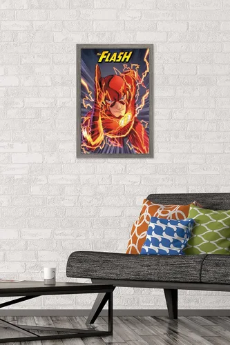 Miniatura 2 de Trends International DC Comics The Flash - Póster de pared de velocidad, 22.4 pulgadas de largo x 14.7 pulgadas, versión enmarcada de madera