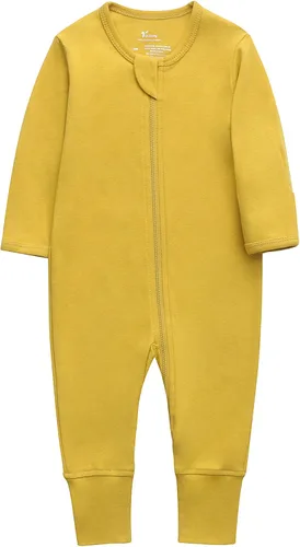 O2 BABY Organic Cotton Baby Footless Pajamas, Zip Front Baby Boys Girls Romper, Long Sleeve Sleep and Play