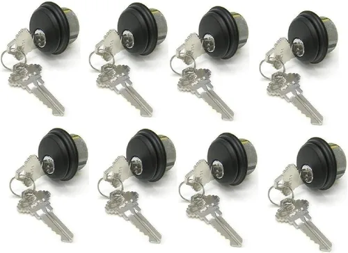 Miniatura 18 de Cerraduras de cilindro, cerradura de puerta comercial, estilo Adams Rite, resistente, 2 llaves (doble cilindro, aluminio plateado, paquete de 4)
