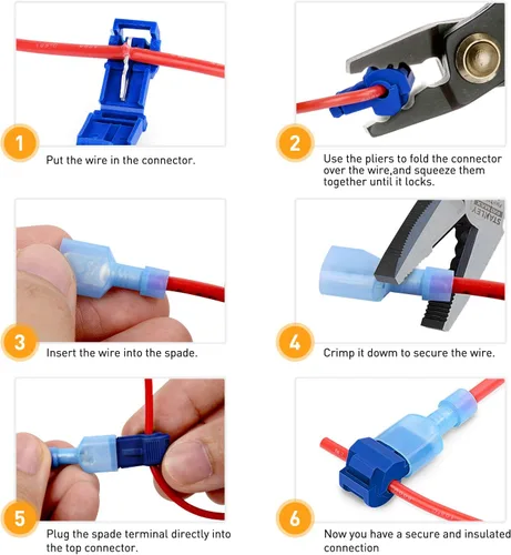 Miniatura 4 de Nilight Kit surtido de terminales aislados con grifo T y cable sin soldadura de empalme rápido, 100 unidades 22-18 18-14 12-10 AWG T Tap 100