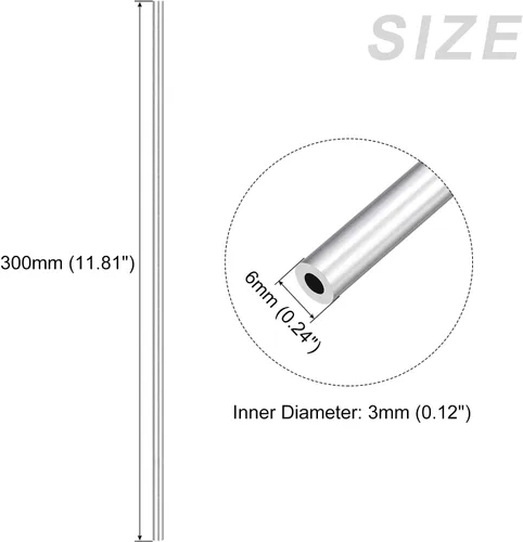 Miniatura 2 de METALLIXITY Tubo de aluminio 6063 (0.236 in de diámetro exterior x 0.118 in de diámetro interior x 11.811 in de largo), 2 piezas, tubo redondo