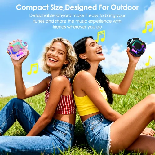 Miniatura 3 de Altavoz Bluetooth para Ducha, Altavoces Bluetooth Portátiles IPX7 Impermeables para Ducha Inalámbricos, Altavoz al Aire Libre con Luces, Negro