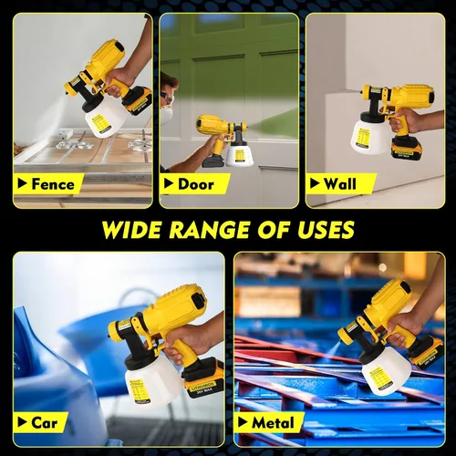 Miniatura 8 de Pulverizador de pintura inalámbrico para batería Dewalt de 20 V máximo, pulverizadores de pintura para interior del hogar, HVLP, eléctrico, sin