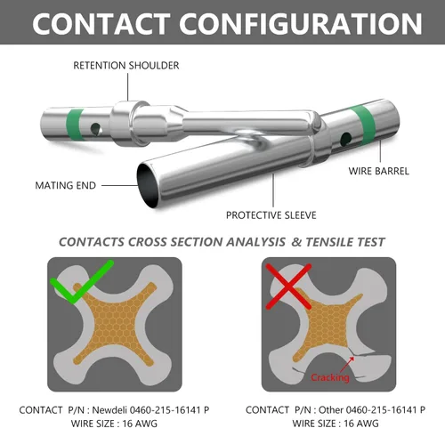 Miniatura 4 de Newdeli Kit de conectores de pines Deutsch de 50 pares de conectores sólidos de tamaño 16 contactos sólidos Conector de la serie DT, terminales
