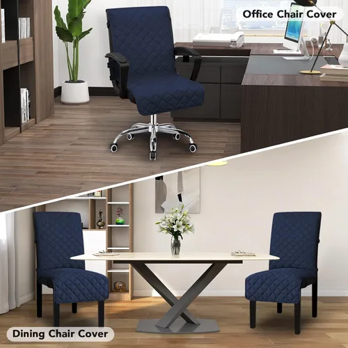 Miniatura 2 de Easy-Going Funda reversible para silla de oficina, resistente al agua, suave, con hebilla antideslizante para sillón o silla sin reposabrazos