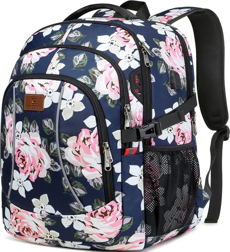 Miniatura 12 de CAFELE Mochila de viaje duradera de 17.3 pulgadas, mochila universitaria, bolsillo antirrobo RFID, bolsa para computadora de negocios grande