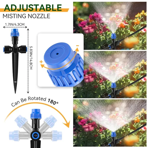 Miniatura 5 de Meonum Sistema de riego de invernadero de 65 pies, conector rápido, sistema de riego automático de niebla con tubo en blanco de 1/4 pulgadas