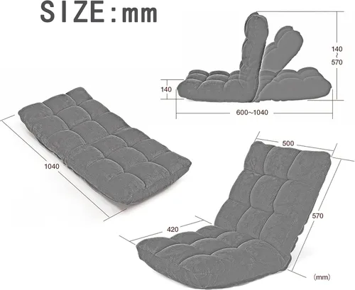 Miniatura 2 de Sillón de piso para interiores, sofá ajustable de suelo, sofá de burbujas perezosas para adolescentes y adultos, cojín acolchado cómodo silla