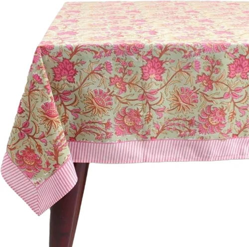 Miniatura 20 de Ridhi Mantel rectangular de algodón con estampado de bloque a mano amarillo mostaza, 102 x 48 pulgadas, reutilizable, decorativo para uso diario