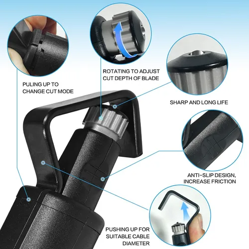 Miniatura 3 de Herramienta para pelacables redondos: diámetro de 3/16 a 1 1/8 pulgadas, profundidad ajustable: para cortes longitudinales, espirales y circulares