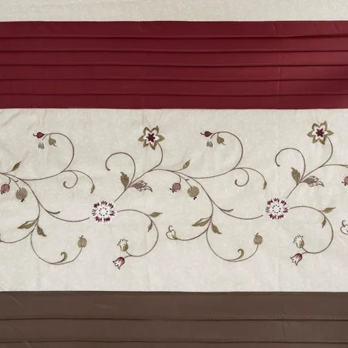 Miniatura 4 de Madison Park Cortina de ducha de tela Serene Flora, cortinas de ducha bordadas de transición para baño, 72 x 72 pulgadas, roja Rojo