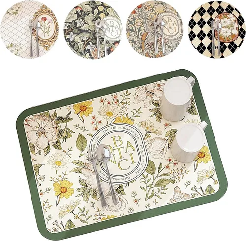 Miniatura 11 de Tapete de drenaje de estilo fantasía 2023, 11.8 x 15.75 pulgadas, súper absorbente, tapete de secado de platos lavable, almohadilla de secado