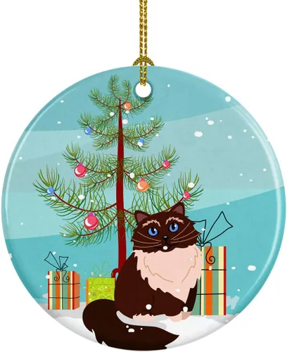 Miniatura 25 de Caroline's Treasures Árbol de Navidad de gato asiático, adorno de cerámica para colgar en el árbol de Navidad, decoración para el hogar, Navidad