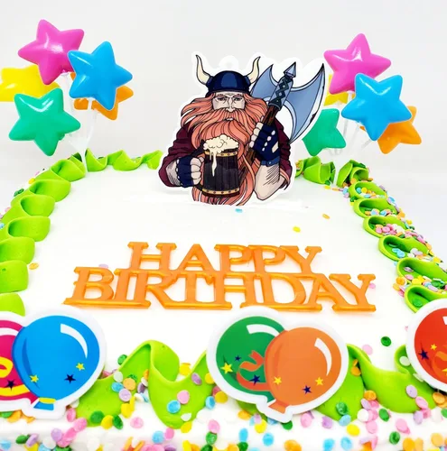Miniatura 4 de Juego de decoración para pastel de cumpleaños de 7 piezas con temática vikinga