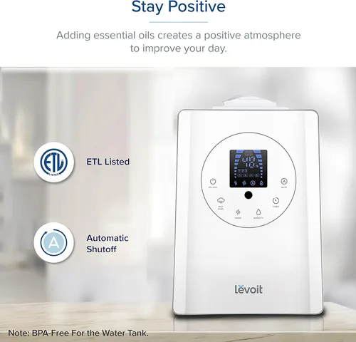 Miniatura 42 de LEVOIT Humidificadores evaporativos para dormitorio de bebé, filtros dobles de aire y agua, sensor separado, sin luz azul para luz nocturna de Blanco