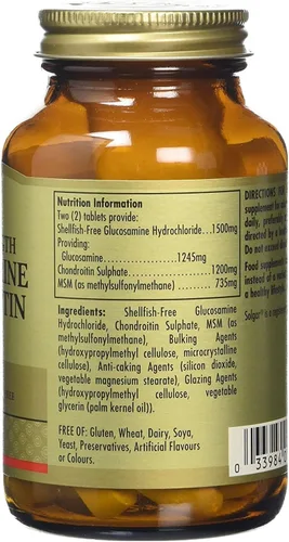 Miniatura 4 de Solgar Glucosamina condroitina MSM de triple fuerza, 60 comprimidos, promueve articulaciones saludables, apoya el movimiento cómodo, sin mariscos