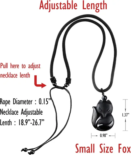 Miniatura 5 de COMPONALL Fox Obsidian Necklace for Women, Fox Jewelry for Girls Gemstone Necklaces Pendant for Women Healing Crystal Necklace Protection Amulet