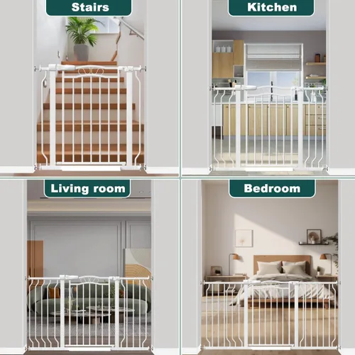 Miniatura 7 de Fairy Baby Puertas de bebé extra anchas de 29.5 a 53.1 pulgadas para puertas, puerta de seguridad para niños, perros, mascotas, puerta de escalera