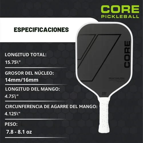 Miniatura 7 de CORE Pickleball - Paletas de pickleball de fibra de carbono - Aprobadas por USAPA - Modelos PRO y de entrada - Empuñadura de confort acolchada