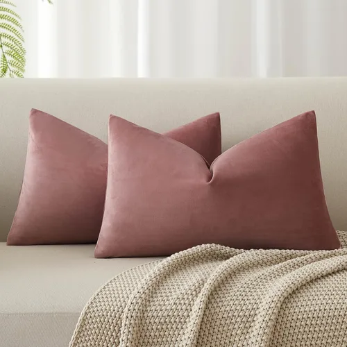 Miniatura 22 de Juspurbet - Juego de 2 fundas decorativas de terciopelo para cojines, fundas suaves para sofá, cama o sillón con cremallera oculta, para sala