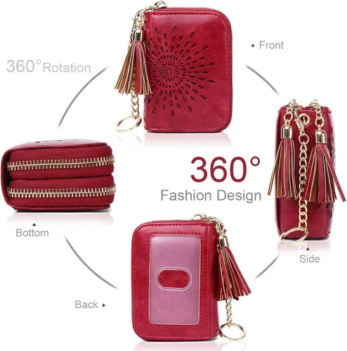 Miniatura 2 de APHISON RFID - Porta tarjeta de crédito con cremallera carteras pequeñas para mujer en cuero estilo girasol para mujer y niña caja de regalo 1927