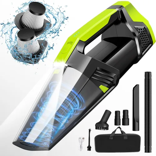 Miniatura 9 de Blestan Aspiradora de mano portátil inalámbrica con luz LED, succión de alta potencia, 3 en 1, aspiradora de mano ligera y recargable, aspiradora