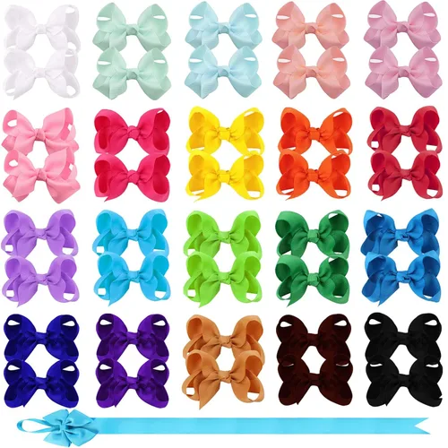 OAOLEER Pinza para el pelo, 20 colores de cinta de grogrén de 3 pulgadas, pinzas de cocodrilo, pasadores para el cabello, accesorios para el cabello