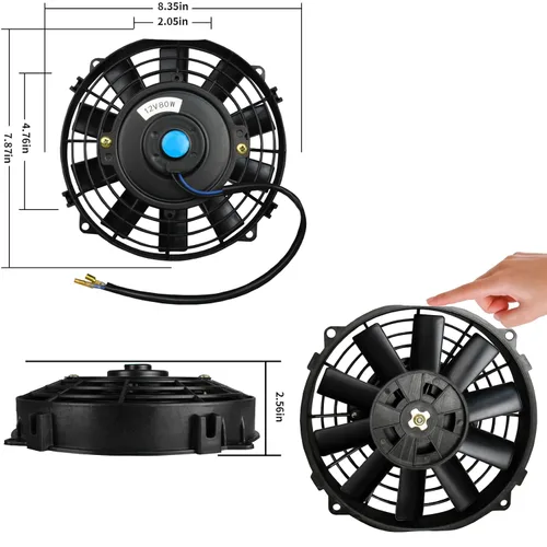 Miniatura 4 de Mupera Ventilador Universal Delgado de Empuje y Tracción para Enfriamiento de Radiador, 8.35 Pulgadas, Paquete de 2, Negro