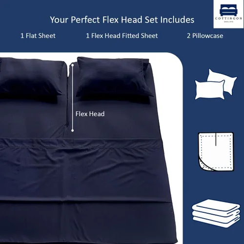 Miniatura 3 de Juego de sábanas de 4 piezas de Cottingon con cabeza flexible tamaño King, sábans superiores de 34 pulgadas divididas para camas ajustables Sleep
