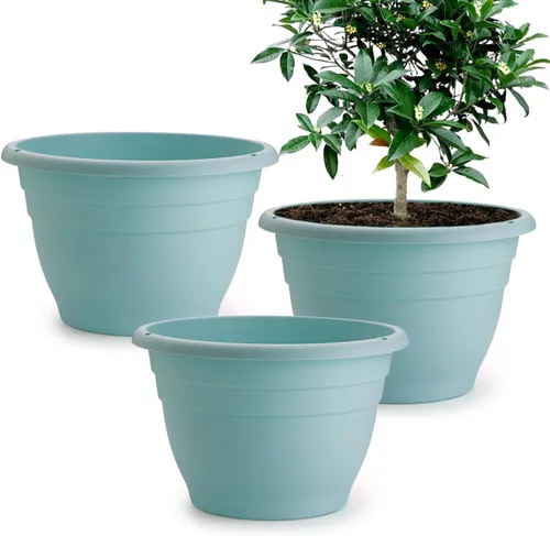 Miniatura 10 de RooTrimmer Juego de 10 macetas de 8 pulgadas con agujeros de drenaje y platillos, macetas para plantas de interior y exterior, macetas de orquídeas