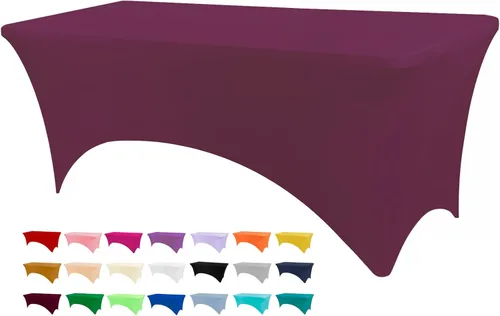 BDDC Manteles de mesa para mesas de 6 pies, color borgoña, lavables y resistentes a las arrugas, elásticos, rectangulares de 6 pies para eventos,