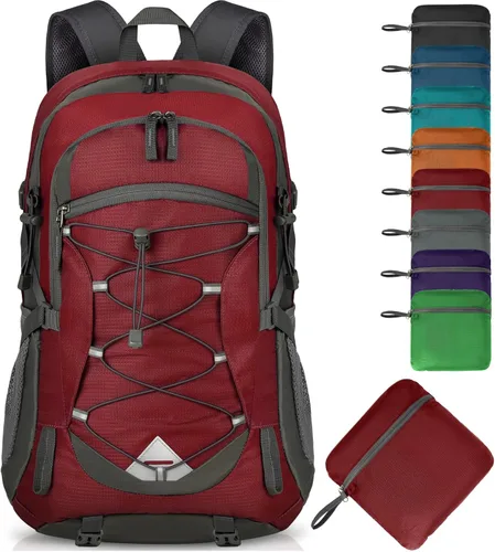 Miniatura 11 de IGOLUMON Mochila de senderismo de 40 L, plegable, ligera, mochila de camping para hombres y mujeres, impermeable, mochila de senderismo al aire