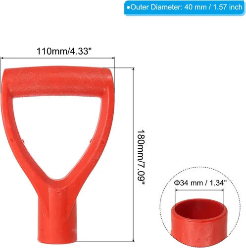 Miniatura 2 de PATIKIL Empuñadura de plástico en forma de D, mango de pala de 1.339 in de diámetro interior, mango de repuesto PP en forma de D para mango