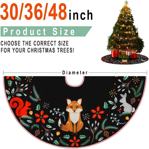 Miniatura 3 de Falda de Árbol de Navidad de 36" Animales del Bosque Falda de Árbol de Navidad Alfombrillas Decorativas para Casa de Campo Rústica Navidad Corona