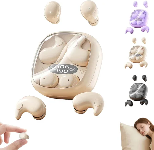 Miniatura 10 de 2 en 1 mini auriculares invisibles planos para dormir con cancelación de ruido, auriculares Bluetooth micro pequeños para dormir de lado con estuche