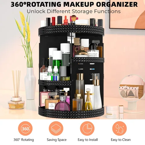 Miniatura 2 de Organizador de maquillaje giratorio de 360 grados para tocador, organizador de belleza de capacidad extra grande, organizador de perfume DIY