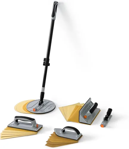 Miniatura 9 de ROLLINGDOG Lijadora de esquina para paneles de yeso, lijadora de mano con papel de lija de malla de óxido de 6 piezas para limpieza y pulido
