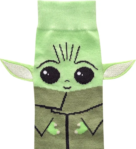 Miniatura 3 de STAR WARS Men's Baby Yoda Full Character Cosplay Crew Socks with Embroidered Ears