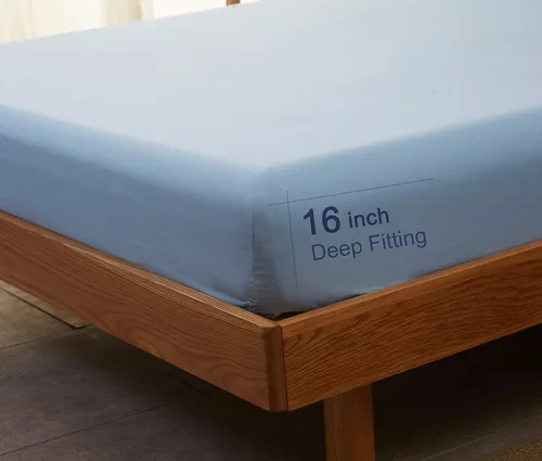 Miniatura 6 de SONORO KATE Juego de sábanas de microfibra súper suave de 1800 hilos, sábanas egipcias de lujo de 18 pulgadas de profundidad, antiarrugas e Azul lago