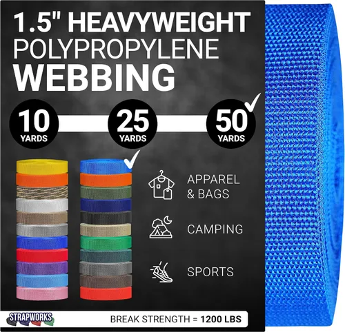 Miniatura 10 de Strapworks Heavyweight Polypropylene Webbing - Heavy Duty Poly Strapping for Outdoor DIY Gear Repair, 1.5 Inches