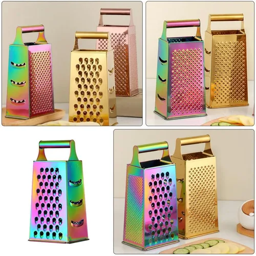 Miniatura 6 de UPKOCH Caja de acero inoxidable Rallador de queso con mango Cortador de cocina Triturador Zester Herramienta de picadora de ajo para queso, verduras