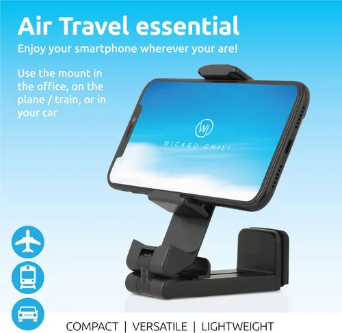Miniatura 3 de Wicked Chili Soporte para teléfono de avión en vuelo 2X Gadget esencial de viaje para avión Soporte universal plegable para smartphone
