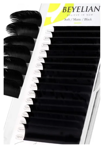 Miniatura 12 de BEYELIAN Extensiones de pestañas de 0.002 in, rizo C de 0.394 pulgadas, bandeja de color negro mate natural, extensiones de pestañas con volumen