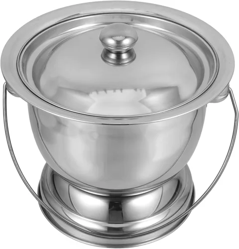 DOITOOL Olla urinaria de acero inoxidable con tapa de 9.84 pulgadas, olla de cámara portátil para adultos, niños, ancianos, cubierta de noche, para