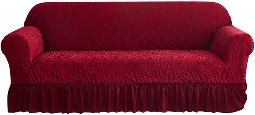 Miniatura 13 de MBROS Funda de sofá con falda, funda de sofá de alta elasticidad, protector de muebles para sala de estar, tela elástica de elastano, funda de sofá