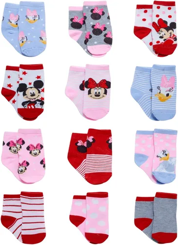 Disney Baby Girl Socks - 12 Pack Minnie Mouse, Daisy Duck, Princess Socks for Infants - Newborn Essentials for Girls (0-24M)