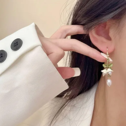 Miniatura 6 de RXTSLOK Lily of the Valley Necklace Flower Jewelry Earrings Bracelet Gift for Women Mom Friends Bride Weding Spring Summer